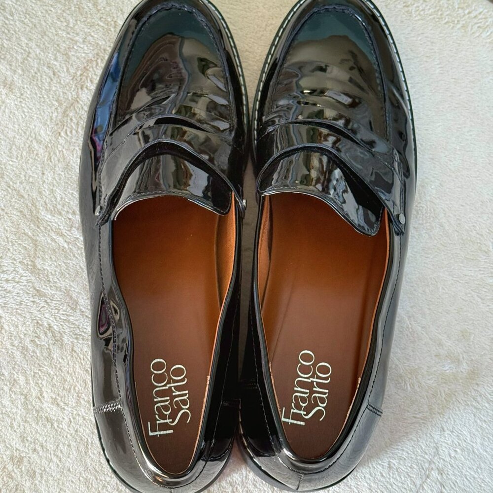 WOMEN'S Franco Sarto "CASSANDRA" Platform Patent Leather Penny Loafer Size 12 - Picture 2 of 9